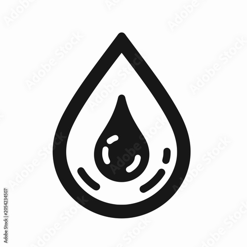 Black drop silhouette with inner detail design isolated on white background