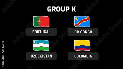 2026 World Cup Group K Teams. portugal dr congo uzbekistan and colombia