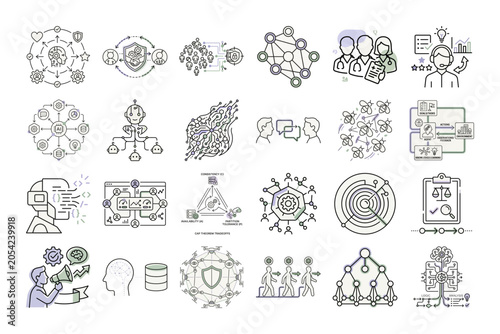 AI Agent 1: Line Art Illustrations or Minimalist Technology Icons
