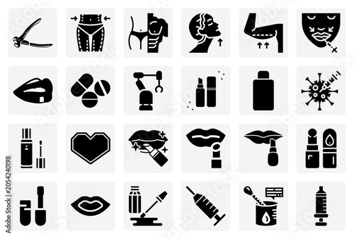 Fotografie Industrial process icon set with procedures, chemical, mechanical, manufacturing, physical, item, electrical and large scale