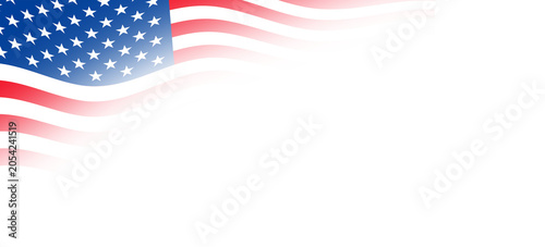 usa flag waving design. USA patriotic background banner template with American flag stars and stripes on gradient white background. usa flag design.