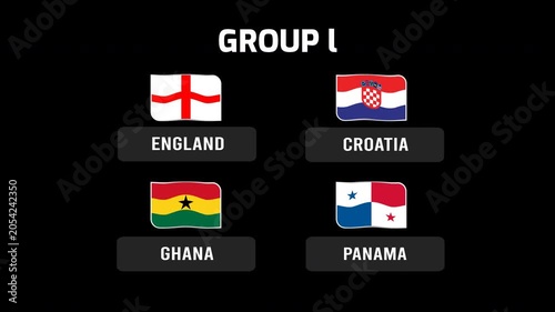 2026 World Cup Group L Teams. Flags of england, croatia, ghana, and panama for sport events displays, team identification, sports competitions, and country recognition in group competitions.