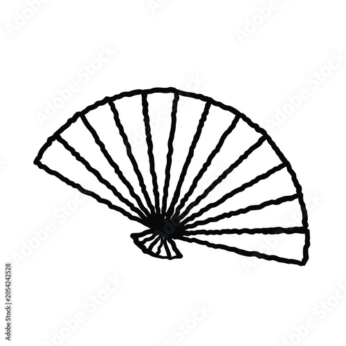 Schilderij op canvas Folding hand fan illustration in simple minimalist style.