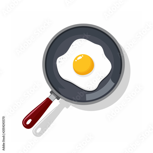Fried egg in a frying pan, flat design