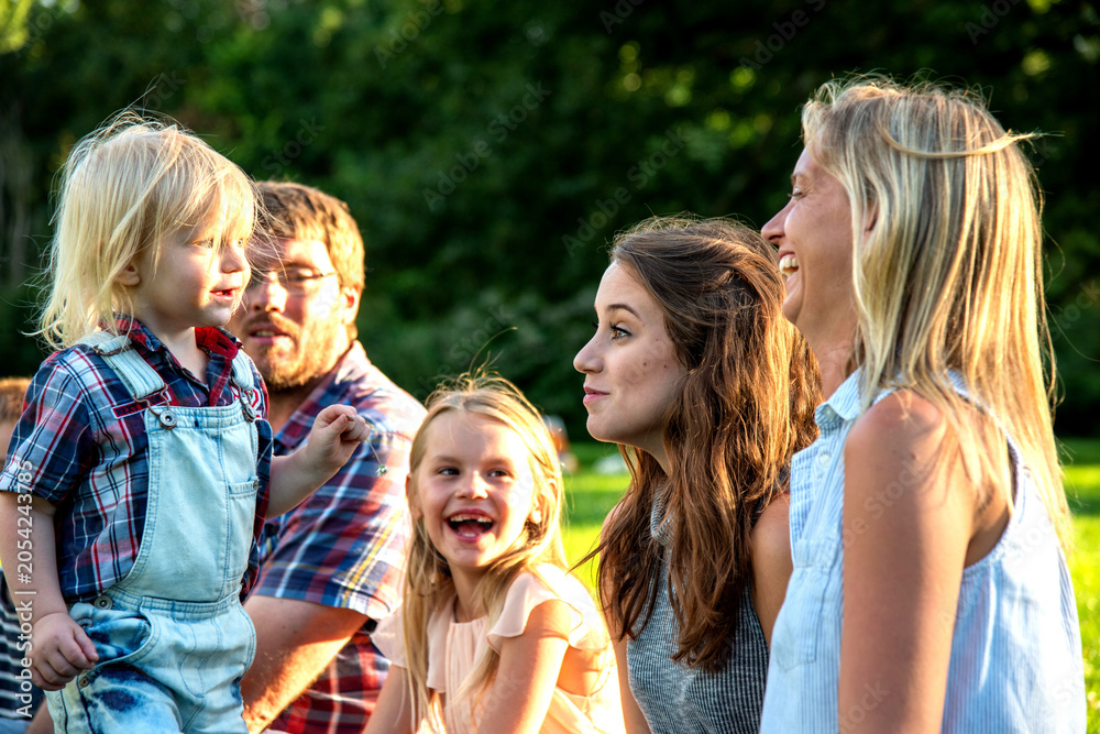 Fototapeta premium Joyful family enjoying outdoor moments
