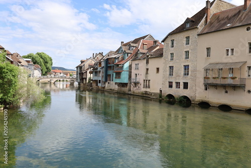 Bilde på lerret La rivière la Loue dans la ville de Ornans, ville de Ornans, département du Doub