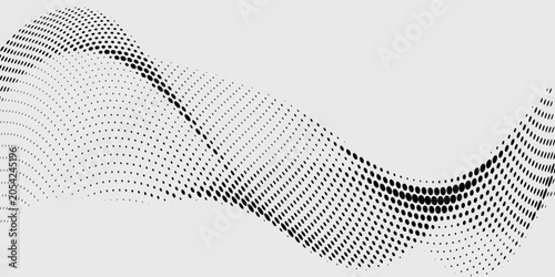 Minimalist abstract background featuring a creative halftone dot pattern in a flowing wave formation