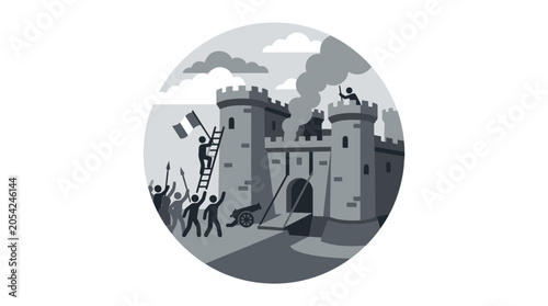 Φωτογραφία Storming of the Bastille Illustration: Revolutionaries Attack Fortress, French F