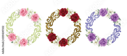 Watercolor floral bouquet collection with roses and eucalyptus leaves for wedding invitations and romantic stationery vector illustration
