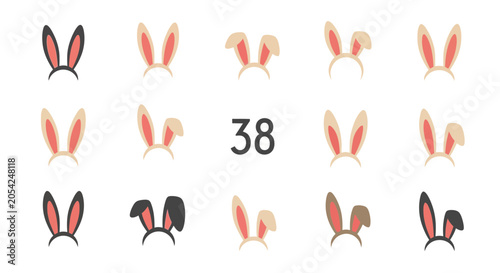 Cuadro en lienzo Collection of various rabbit ears.