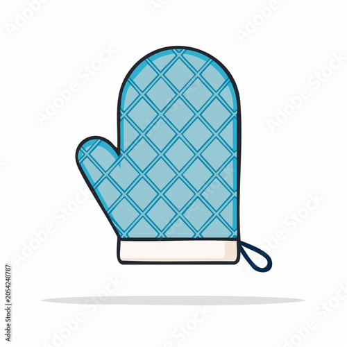 Blue Oven Mitt with Quilted Pattern