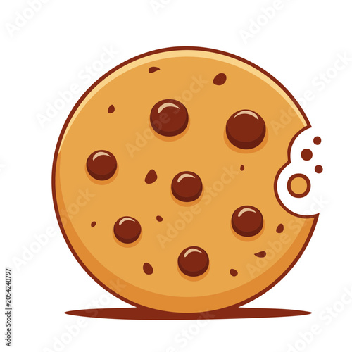 Cartoon Chocolate Chip Cookie with Bite