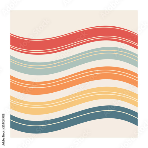 Retro Wavy Lines Abstract Vintage Design