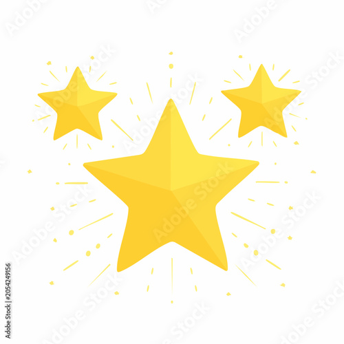 Three Golden Stars with Sparkles