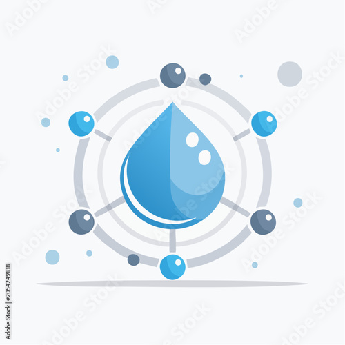 Water Molecule Structure and Hydration Concept