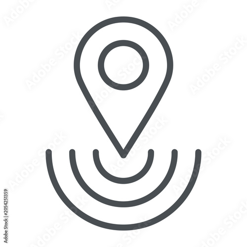 Tableau sur toile Location pin with signal waves outline icon for proximity and tracking