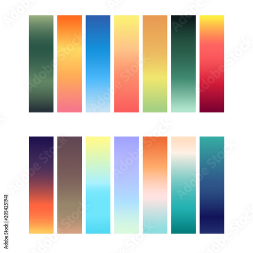 Vibrant Gradient Color Palette Collection – Modern Multicolor Background Swatches Vector Set.  Resizable and Editable. EPS, 10
