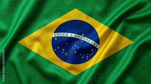 Wavy Brazil flag textile texture for vibrant background