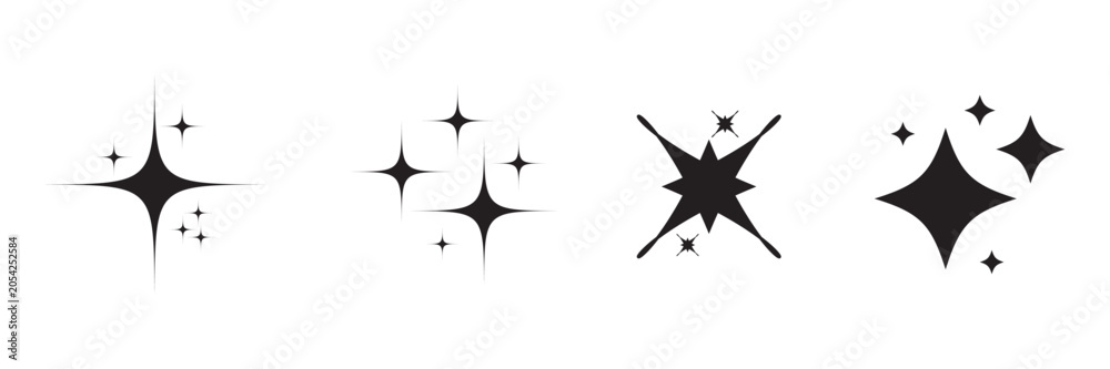 Fototapeta premium Star icons. Twinkling stars. Sparkles, shining burst. sparkle star set. sparkle icons collection. collection of star icons in vector, shining icons, shiny, sparkling vector set. EPS 10.