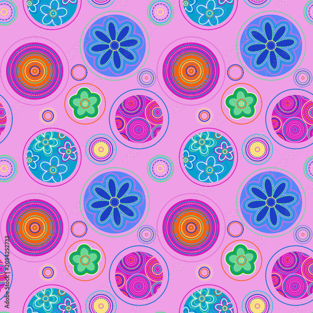 Fototapeta premium seamless background with flowers and star