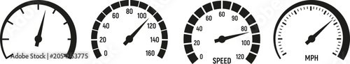 Speedometer Gauges Black Silhouette On White Background