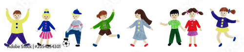 手描き風のかわいい子供たちのイラストセット