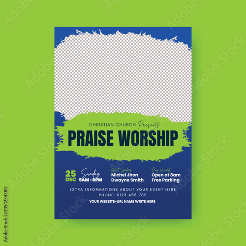 Bild auf Leinwand Modern Christian church prayer flyer poster invitation template A4 print-ready e