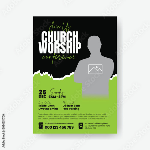 Foto Modern gospel Christian worship church flyer poster template A4 print-ready edit