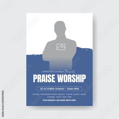 Foto Christian worship conference flyer poster invitation template A4 print-ready edi