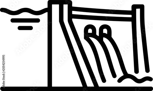 Hydroelectric Dam Icon: Water Flowing Through Spillways