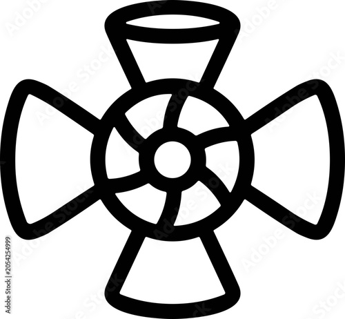 Stylized Cross Symbol, Abstract Geometric Shape, Simple Black and White Icon