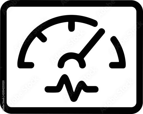 Speedometer icon, gauge, dashboard symbol, speed indicator, progress meter, performance measurement