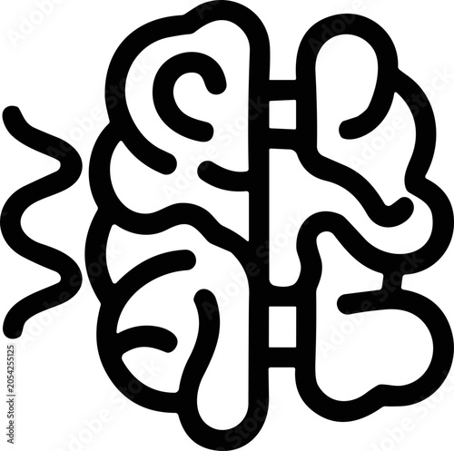 Abstract Brain Icon with Wave Symbol - Medical Concept