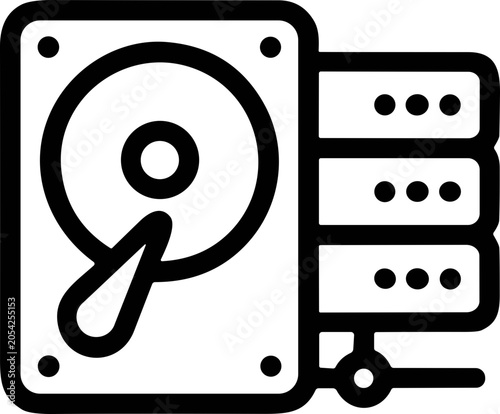 Hard Drive And Server Rack Icon - Data Storage and Cloud Computing Concept