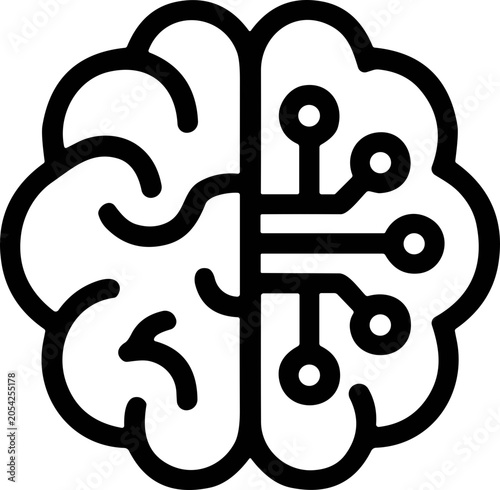 AI Brain Icon, Artificial Intelligence and Technology Concept
