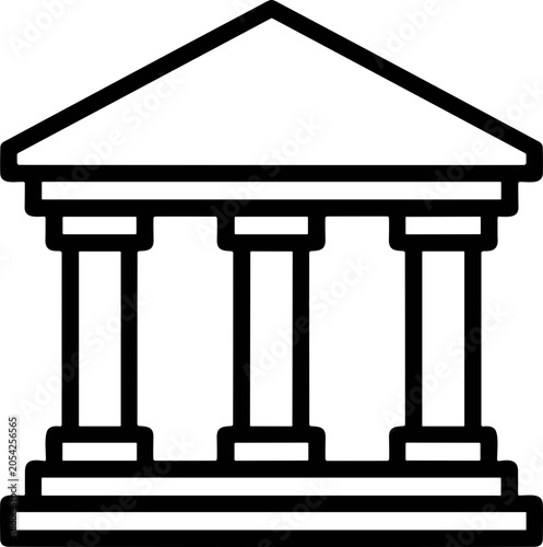фотографія Classical Architecture Building Icon with Columns and Pediment, Vector Outline