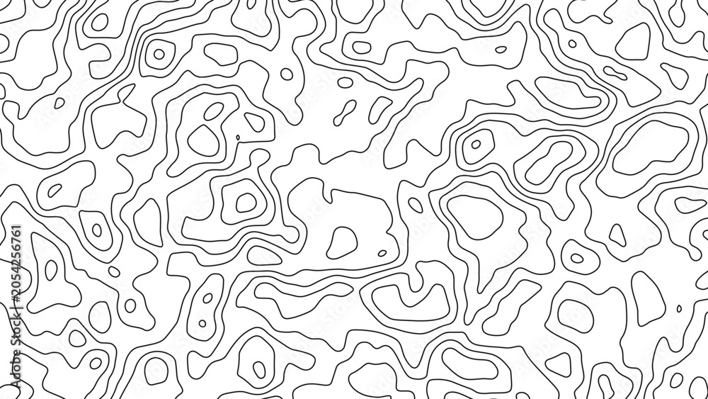 Fototapeta premium Abstract topographic contour line map pattern in black and white with topographic, abstract