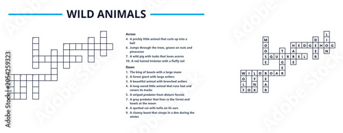 Photography Crossword puzzle featuring clues about wild animals and their names