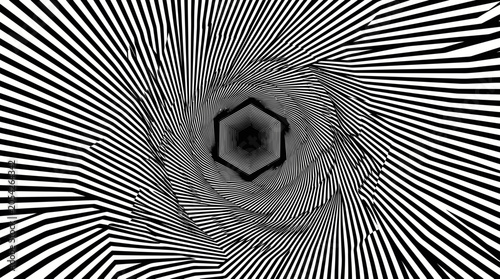 Photos Black and white optical illusion hexagon.