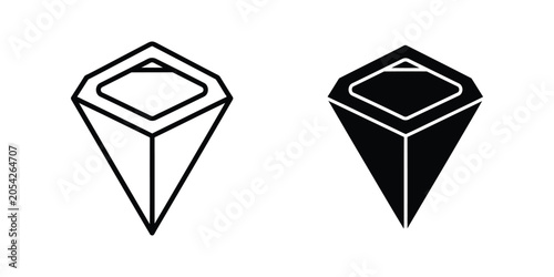 Foto Gemstone Cut icon outline and solid fill with clean white background for luxury
