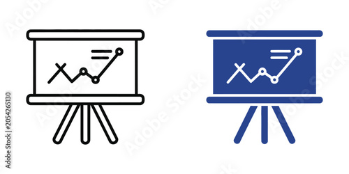 Presentation board with upward trending graph during business meeting for strategy planning