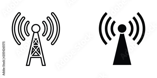 Radio tower emitting signals against a white background with copy space a concept of communication and connectivity clean vector illustration