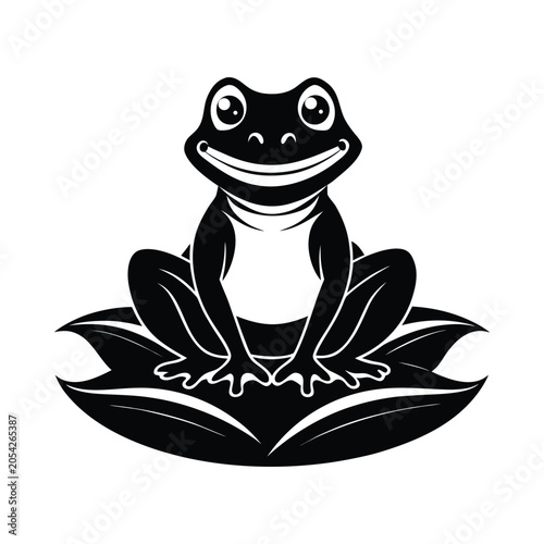 Minimal Frog Lily Leaf Symbol Vector Art