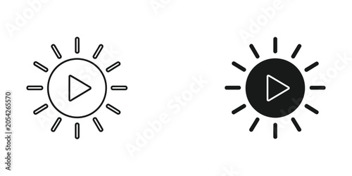Sun icon with play button inside during bright daylight signifying media playback and visual content creation