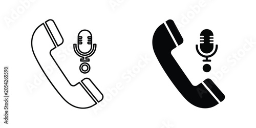 Telephone handset with microphone icon representing voice communication and audio calls on a clean white background