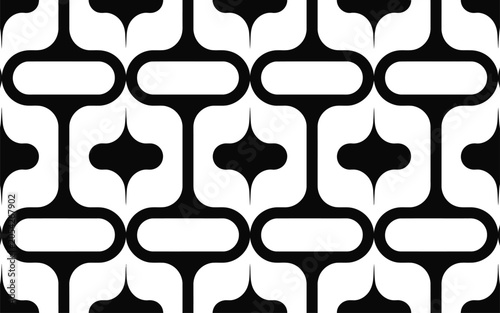 Cuadro en lienzo Retro mid century modern geometric grid pattern with geometric seamless backgrou