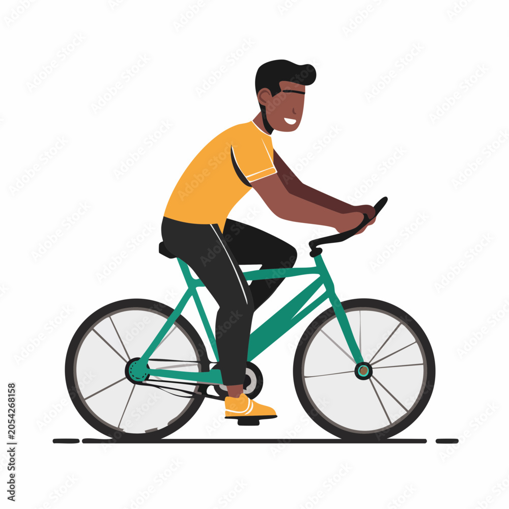 Naklejka premium Man Riding a Bicycle