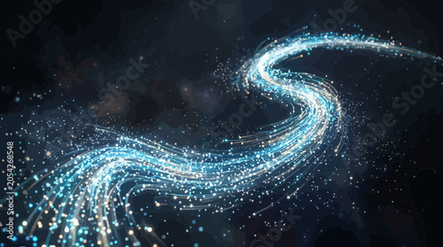 Canvas Print Elegant dynamic particle stream creates mesmerizing effect in space