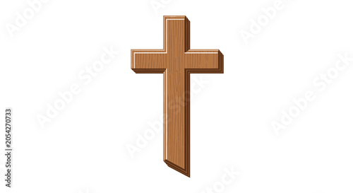 Brown Cross Symbol Christian Religion Icon.