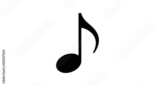 Simple music note symbol on white background